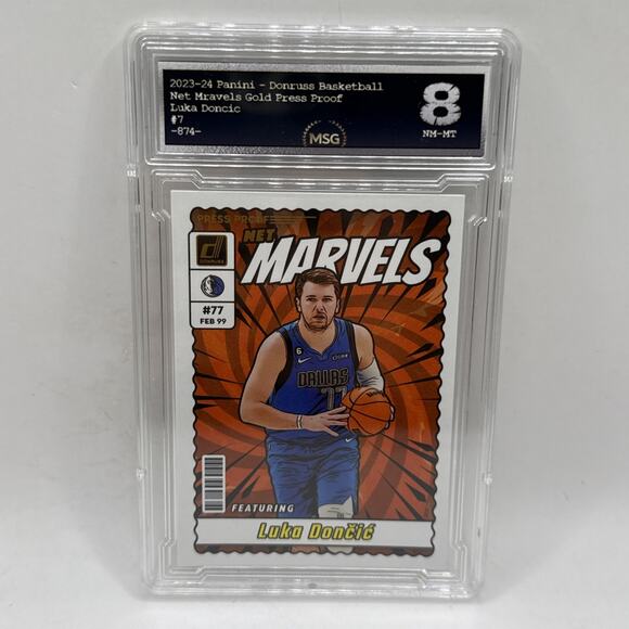 2023-24 Donruss Luka Doncic Net Marvels #7 Dallas Mavericks NBA Graded 8 NM-MT - Picture 1 of 2